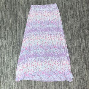Cherokee Womens Size XL Pullon‎ Skirt Purple Pink Floral Print Elastic Waist 90s